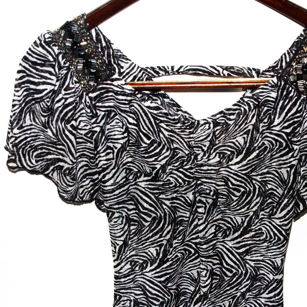 Zebra Print Tribal Beaded Charlotte russe top